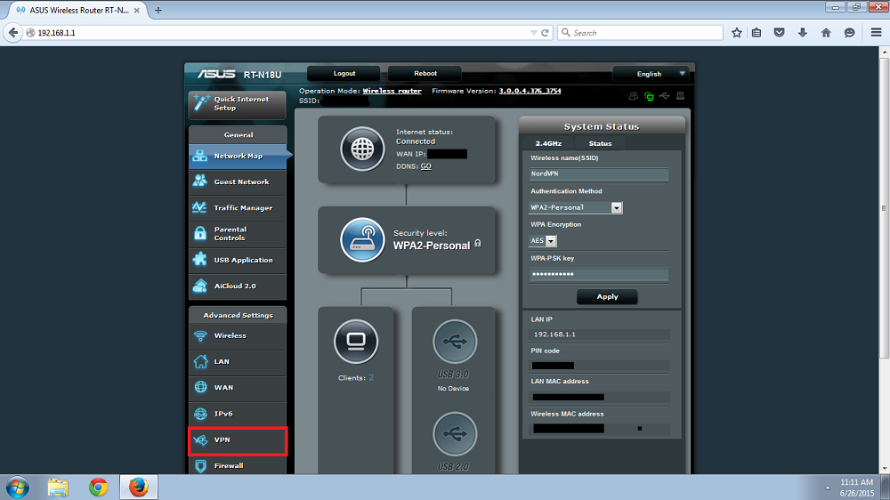 set up nordvpn on asus router
