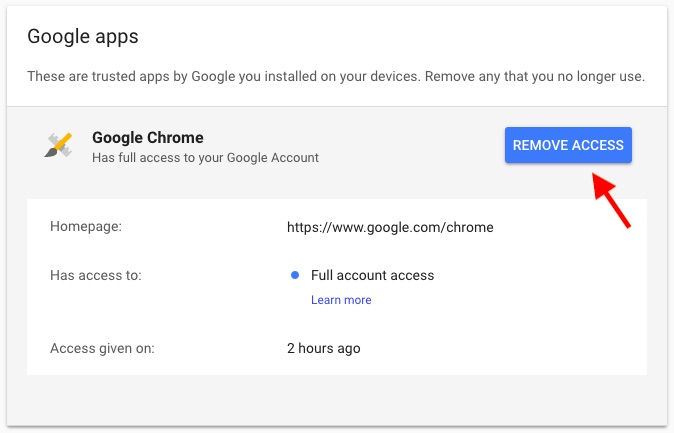How to remove an app's Google account permissions