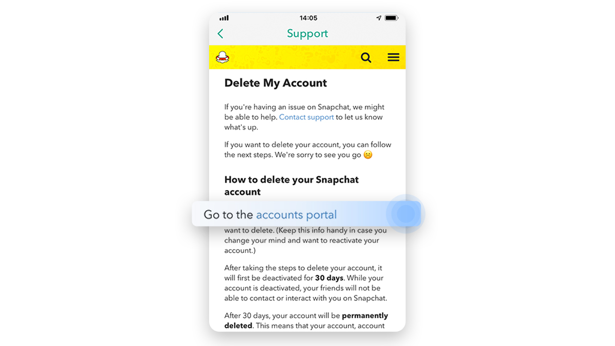how to delete my snapchat account