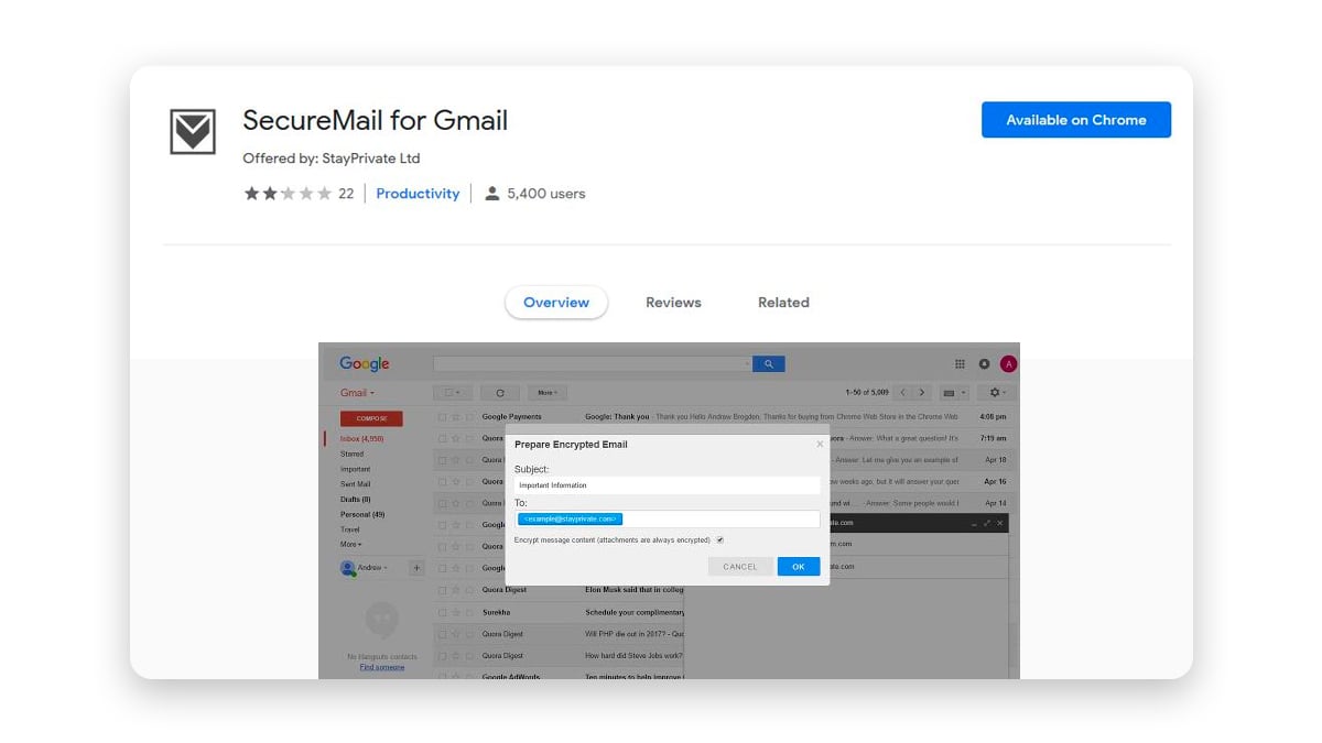 Securemail Gmail encryption