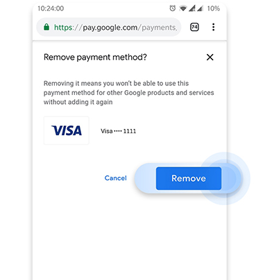 remove card from google account