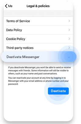 how to deactivate facebook account not messenger