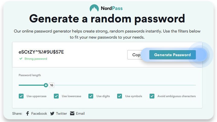 nordvpn password generator