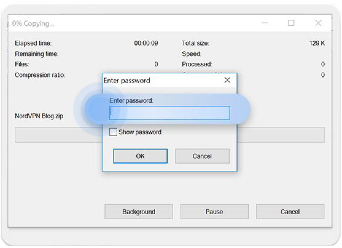 how to add password in zip file