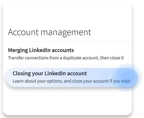 Supprimer le compte LinkedIn