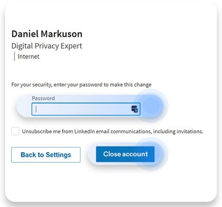 Elimina account LinkedIn