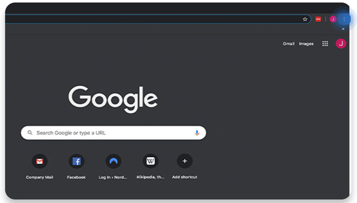 Click on customize and control option in Google Chrome