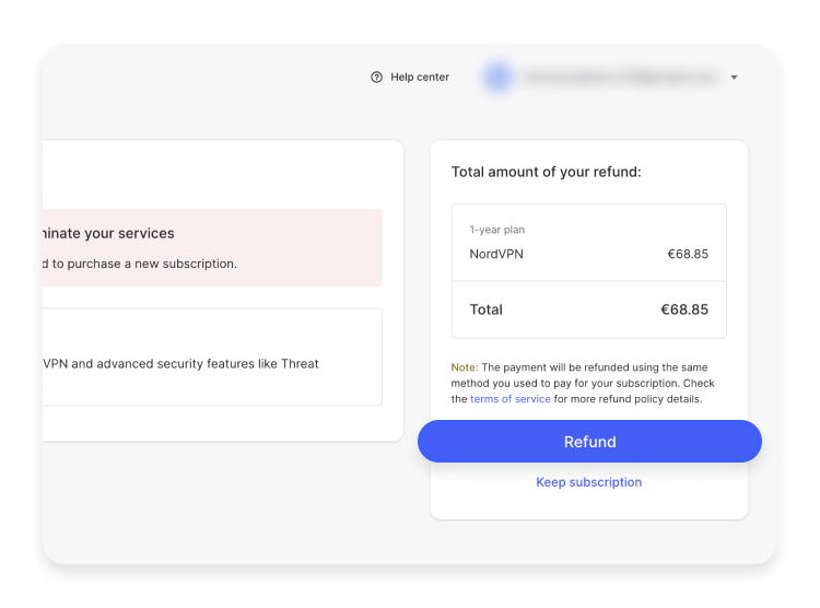 requesting nordvpn refund: step 4