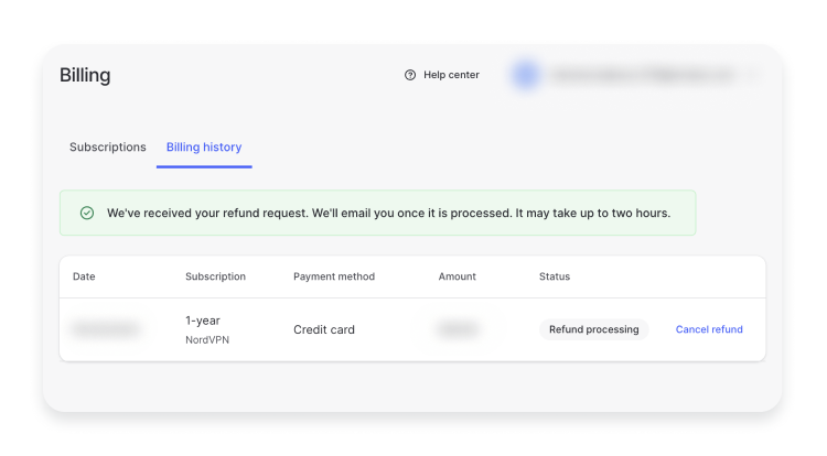 requesting nordvpn refund: step 5