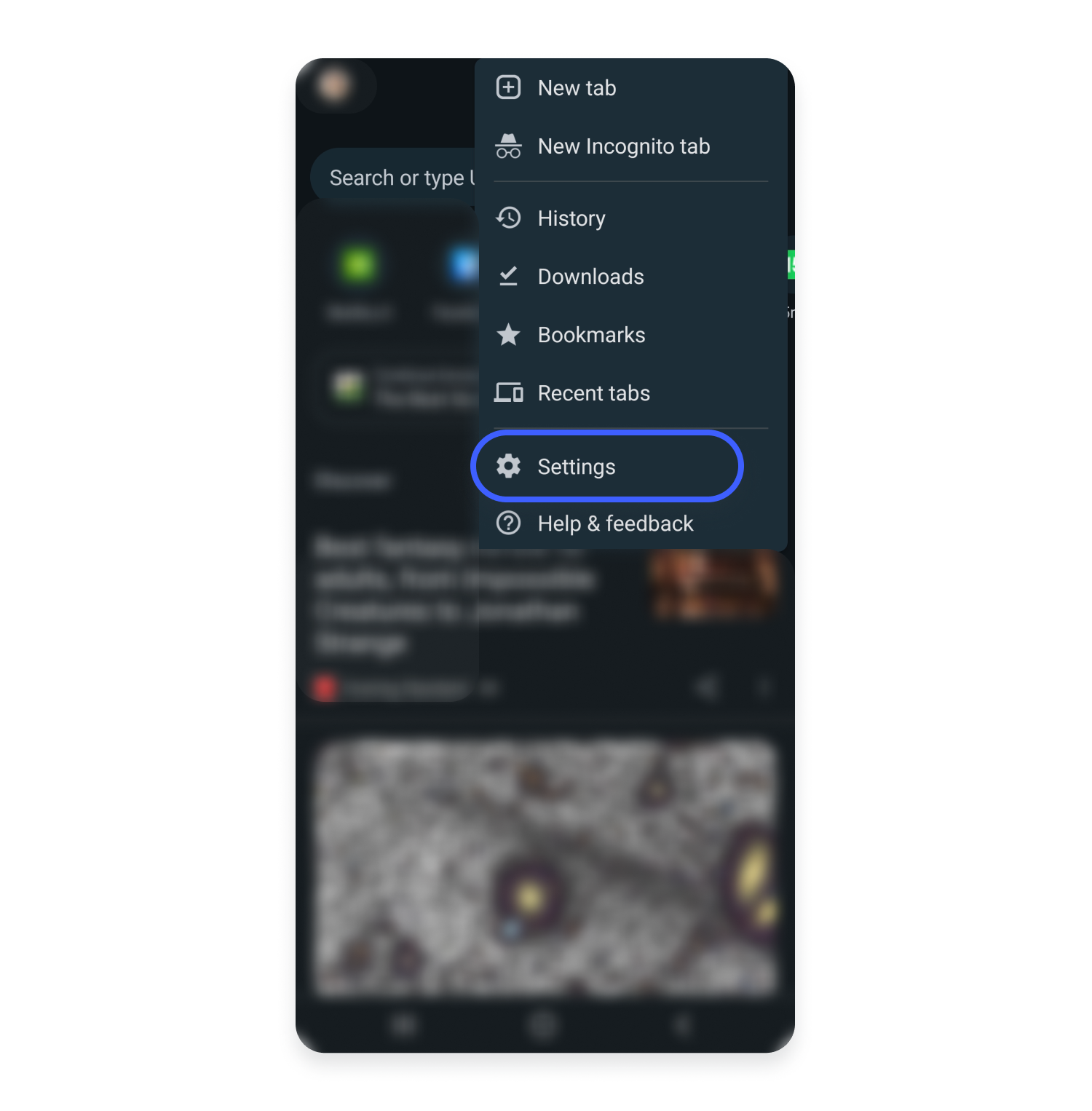 Chrome settings on Android