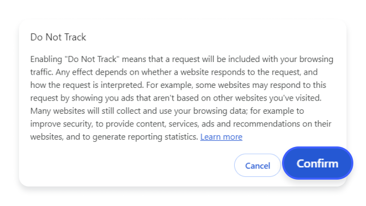 stop chrome cross site tracking: step 4