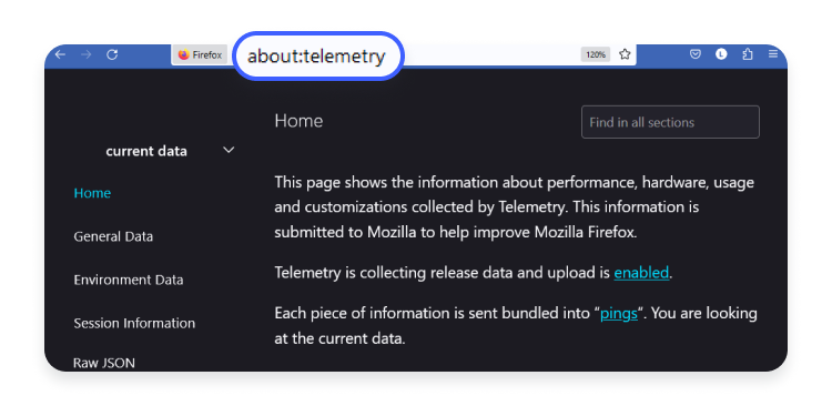 checking firefox telemetry data