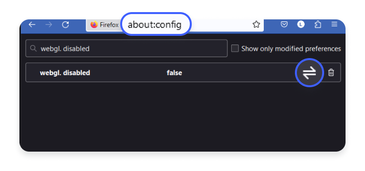 disabling webgl in firefox