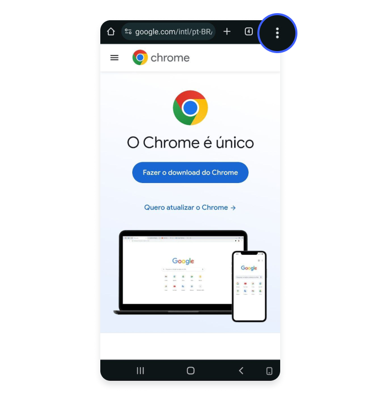 limpar cache chrome no Android: passo nº1