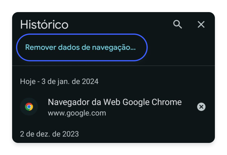 limpar cache chrome no Android: passo nº3