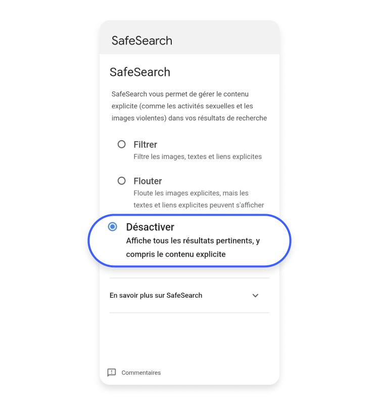 Désactiver SafeSearch sur Android ou iPhone