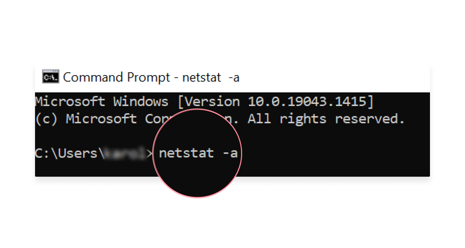 netstat command in command line window