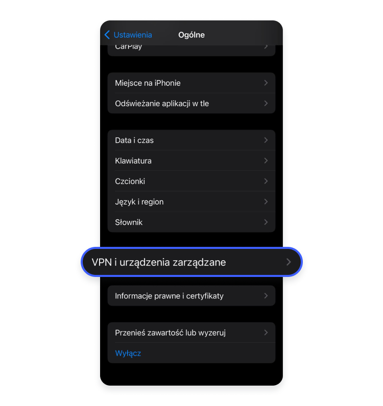 2 instrukcja jak włączyć VPN na iOS