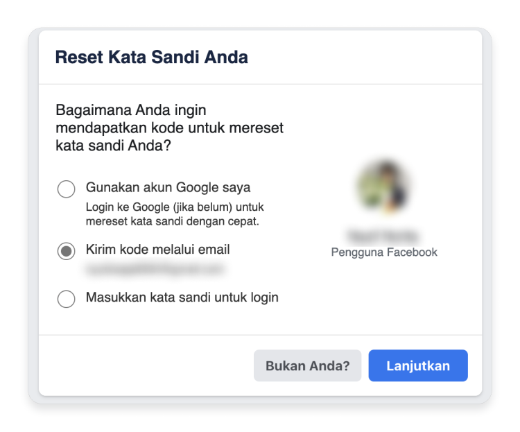 reset kata sandi anda