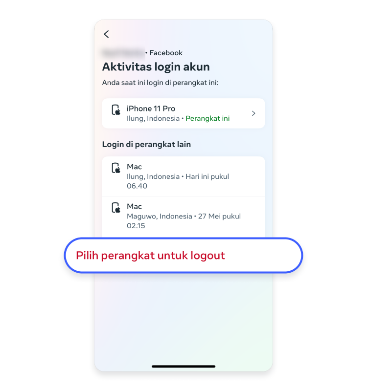 pilih perangkat untuk logout