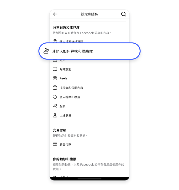 Facebook 其他人如何尋找和聯絡你 1