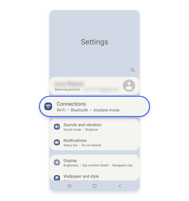 Android settings and connections