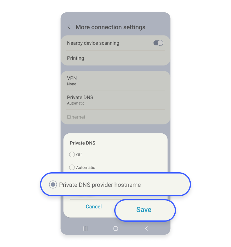 Private DNS provider hostname