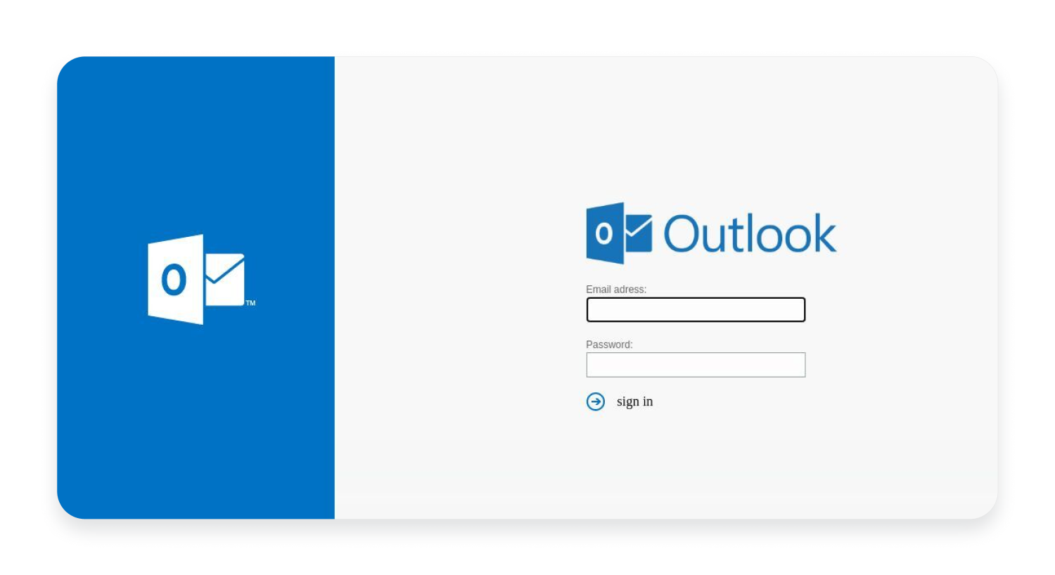 Outlook phishing example