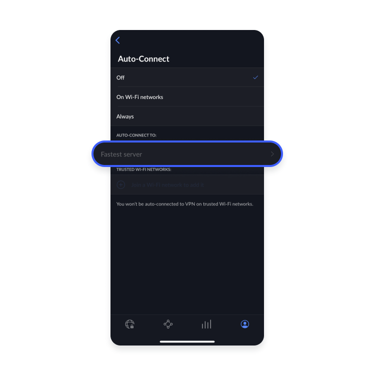 Configuración de conexión automática en iOS: Paso 4 - Seleccione el servidor más rápido
