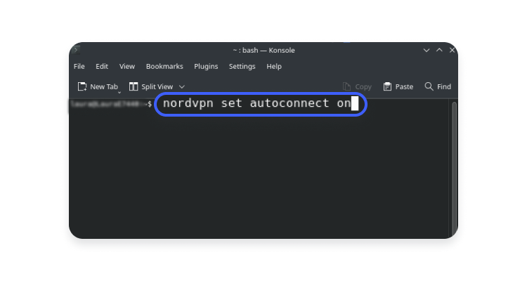 Configuración de conexión automática en Linux: Paso 1 - Escriba el comando