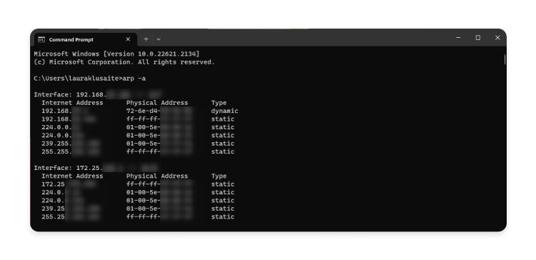 how to detect ARP vulnerabilities: step 3 - inspect ARP table