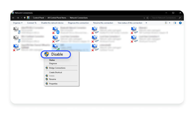 Disable network adapter