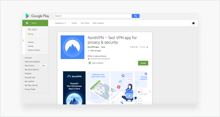 NordVPN app store